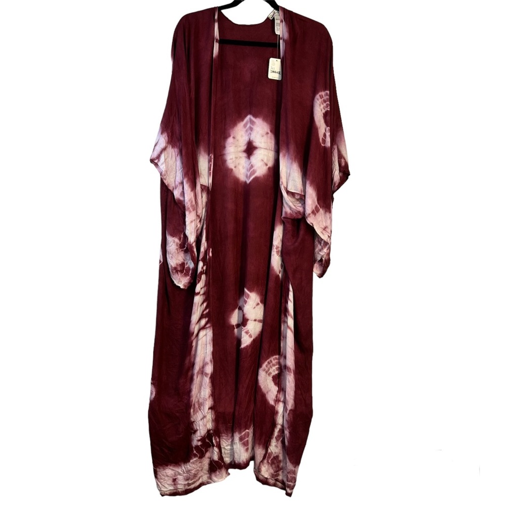 Free People Burgundy Tie-Dye Cardigan